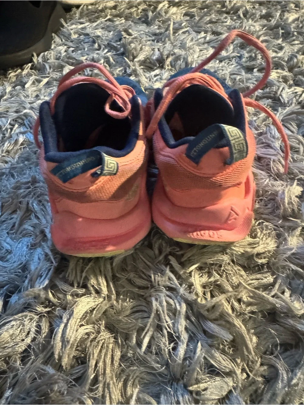 Nike Kids Navy Blue and Pink Sneakers with Yellow Accents